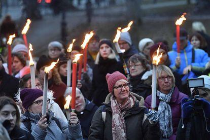 Manifestación a favor del #metoo en Estocolmo.