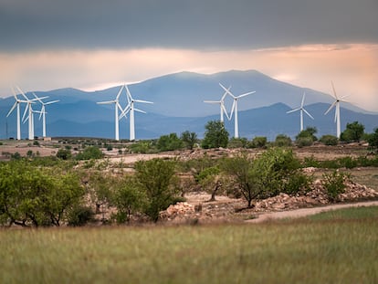 Vista del parque eólico La Muela, en la provincia de Zaragoza.