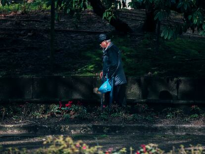 Un hombre en la alameda de Santiago de Compostela, en enero del año pasado.