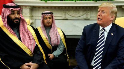 Mohammed Bin Salmán y Donald Trump, en el Despacho Oval, el pasado marzo de 2018. 