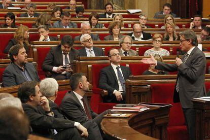 Sesión de control en el Parlamento catalán.