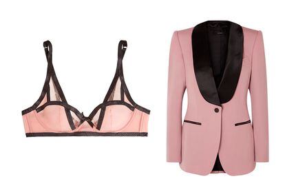 Black & Pink

Sujetador nude y negro de Agent Provocateur (110€).

Blazer rosa y negro de Tom Ford (1.475€).