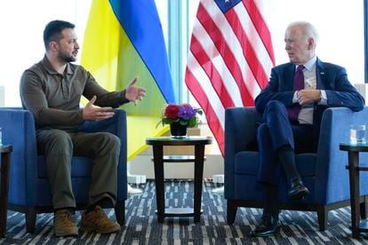 Zelenski y Biden, durante su encuentro este domingo en Hiroshima. 