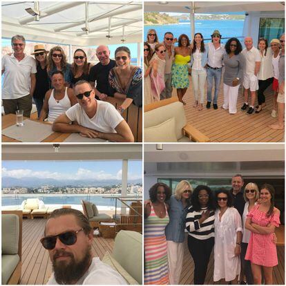Algunas de las imágens de Geffen en su Instagram donde aparecen Tom Hanks, Paul McCartney, Leonardo DiCaprio y Oprah Winfrey en su barco.