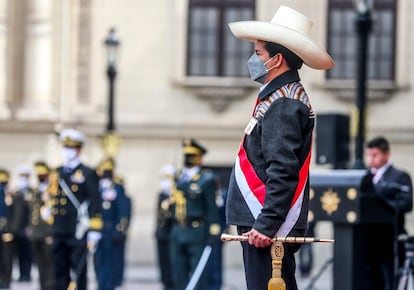 El presidente de Perú, Pedro Castillo, en una ceremonia el 5 de agosto en Lima.