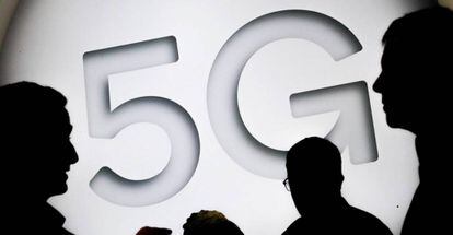 Cartel del 5G en el Mobile World Congress de Barcelona.