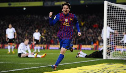 Messi celebra el segundo gol ante el Valencia.