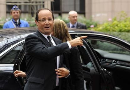 François Hollande a su llegada a la cumbre de Bruselas.