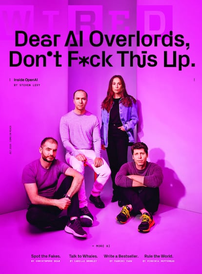 Portada de la revista 'Wired' dedicada a los fundadores de OpenAI, entre los que figura Mira Murati.