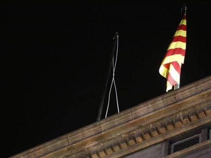 Asta sin la bandera española en la Generalitat, arriada el pasado 3 de enero. 
