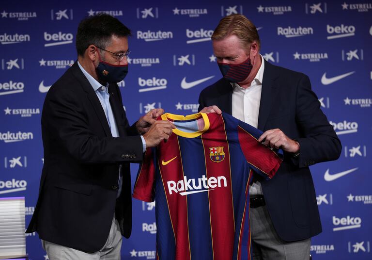 Bartomeu y Koeman, en la presentación del técnico holandés.
