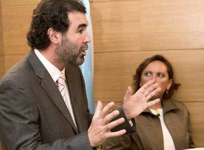 El vicepresidente de la Xunta, Anxo Quintana, ayer en un acto con la prensa en San Caetano.
