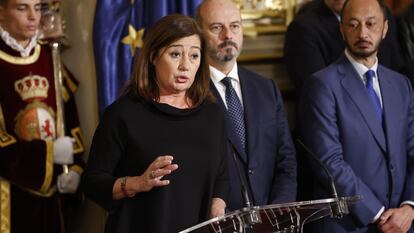 La presidenta del Congreso, Francina Armengol, durante su intervención en el Congreso.
