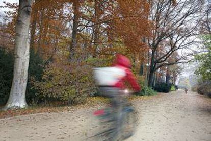 Un ciclista en Tiergarten, el gran parque que ocupa el corazón de Berlín.