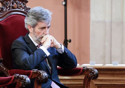 El presidente del Tribunal Supremo y del Consejo General del Poder Judicial, Carlos Lesmes, durante un acto celebrado en Barcelona en mayo pasado.