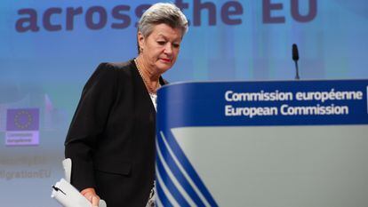 La Comisaria europea de Interior, Ylva Johansson, el 18 de octubre en Bruselas.