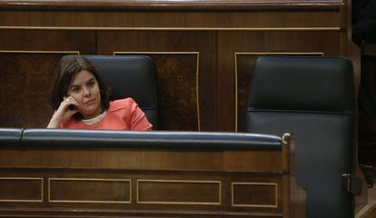Soraya Saenz de Santamaria el pasado 15 de marzo en el Congreso.