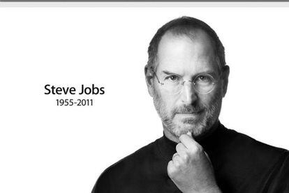 Página de inicio de Apple tras la muerte de Steve Jobs.
