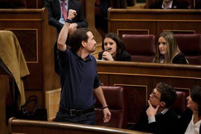 El arranque de la legislatura, en fotos. Arriba, Pablo Iglesias.