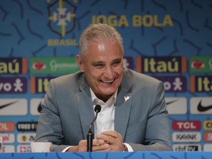 Adenor Leonardo Bacchi "Tite", seleccionador de Brasil, en la rueda de prensa en la que ha anunciado la lista de los convocados para el Mundial, este lunes.