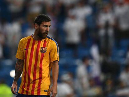 Messi, en la ida de la Supercopa en el Camp Nou. 