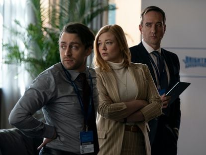 Kieran Culkin, Sarah Snook y Matthew Macfadyen, en 'Succession'.