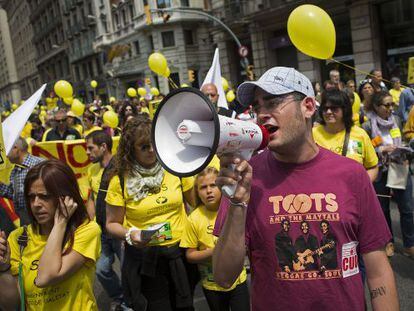 Manifestación contra los recortes en educación en Barcelona el pasado 10 de mayo.