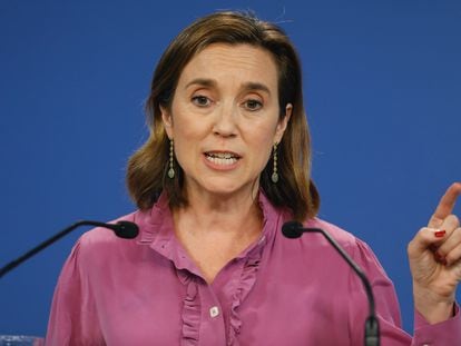 La secretaria general del PP, Cuca Gamarra, en una rueda de prensa este jueves después de la reunión del Comité de Dirección del partido. Cézaro De Luca / Europa Press