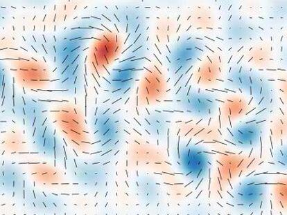 Las huellas de las ondas gravitacionales primordiales se distinguen por el patr&oacute;n de giro en la polarizaci&oacute;n de la luz de fondo c&oacute;smico captada por el BICEP-2. 