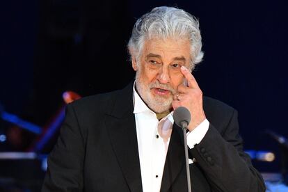 Plácido Domingo, durante un concierto en Hungría, en agosto de 2020.