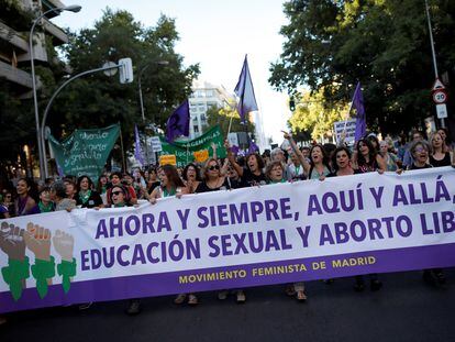 Una manifestación en favor del derecho al aborto, en Madrid en 2019.