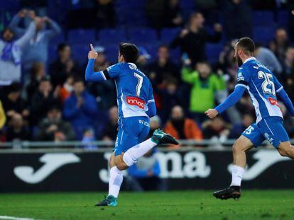 Gerard Moreno celebra su gol ante el Athletic. 