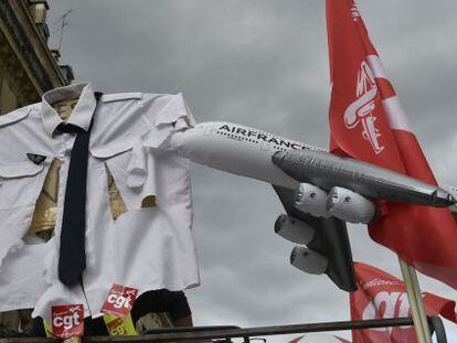 Manifestaci&oacute;n en Par&iacute;s contra los despidos de Air France, el pasado 8 de octubre. 