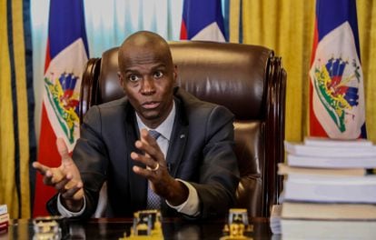 El presidente de Haití, Jovenel Moïse, durante una conversación con EL PAÍS por videollamada el pasado febrero.