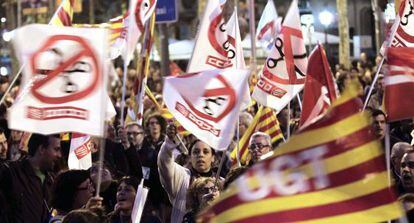 Detalle de la manifestación de Barcelona.