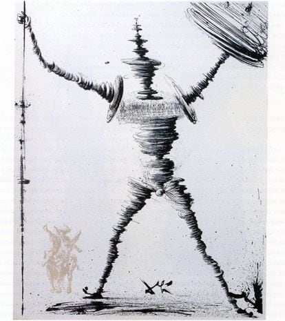 Lámina de Salvador Dalí sobre Don Quijote.