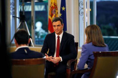 El presidente del Gobierno, Pedro Sánchez, en la entrevista a TVE.