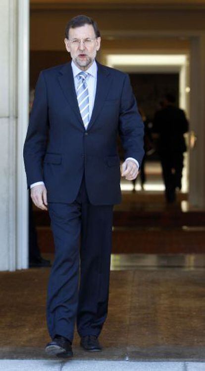 Mariano Rajoy, ayer, en el palacio de la Moncloa.