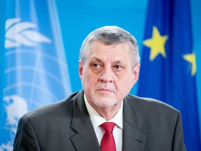 Jan Kubis, enviado especial de la ONU para Libia, durante una conferencia de prensa celebrada en Berlín el 18 de marzo.