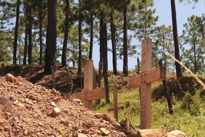 Lugar donde descansan los restos de José Salomón Matute y Juan Samael Matute, miembros del pueblo tolupán asesinados en febrero de 2019.