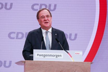 Armin Laschet, durante su discurso en el congreso de la CDU celebrado el 15 y 16 de enero de 2021.