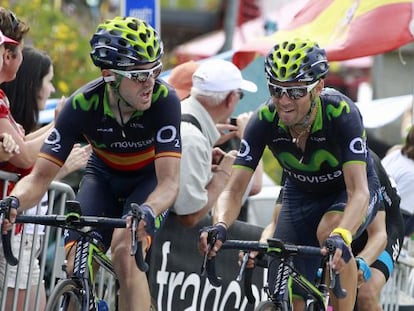 Ion Izagirre, junto a Alejandro Valverde en el ascenso de Pla d&#039;Adet.