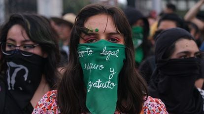 Una marcha feminista en favor del aborto, en Ciudad de México en septiembre de 2019.