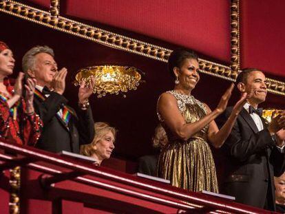 La pareja presidencial durante la entrega de los premios.