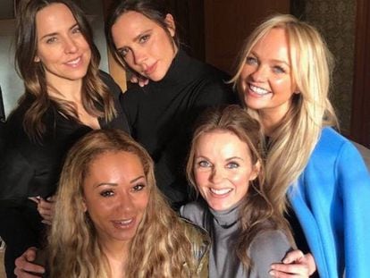 Las Spice Girl al completo: Mel C, Victoria Beckham, Emma Bunton, Geri Halliwell y Mel B.