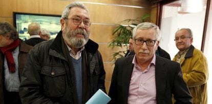 Los líderes sindicales Candido Méndez e Ignacio Fernández Toxo.