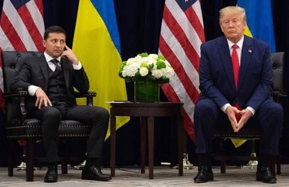 Zelenski y Trump el 25 de septiembre en una reunión en Nueva York, después de que se hiciese pública la transcripción de la llamada en la que supuestamente el estadounidense presionó al ucranio.