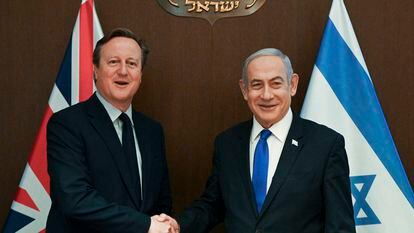 David Cameron y Benjamín Netanyahu, este miércoles antes de reunión en Jerusalén, en una imagen difundida por el Gobierno israelí.