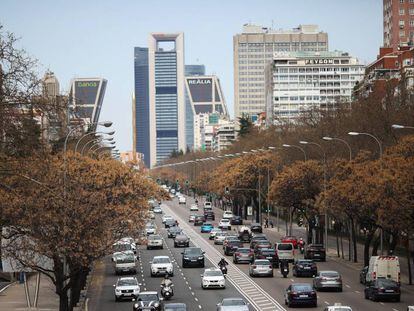 El paseo de la Castellana de Madrid.