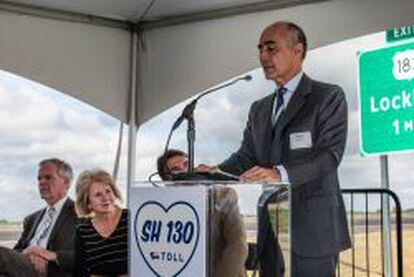 El presidente de Ferrovial,Rafael del Pino, durante la inauguraci&oacute;n de la autopista SH-130, en octubre de 2012 en Texas.
